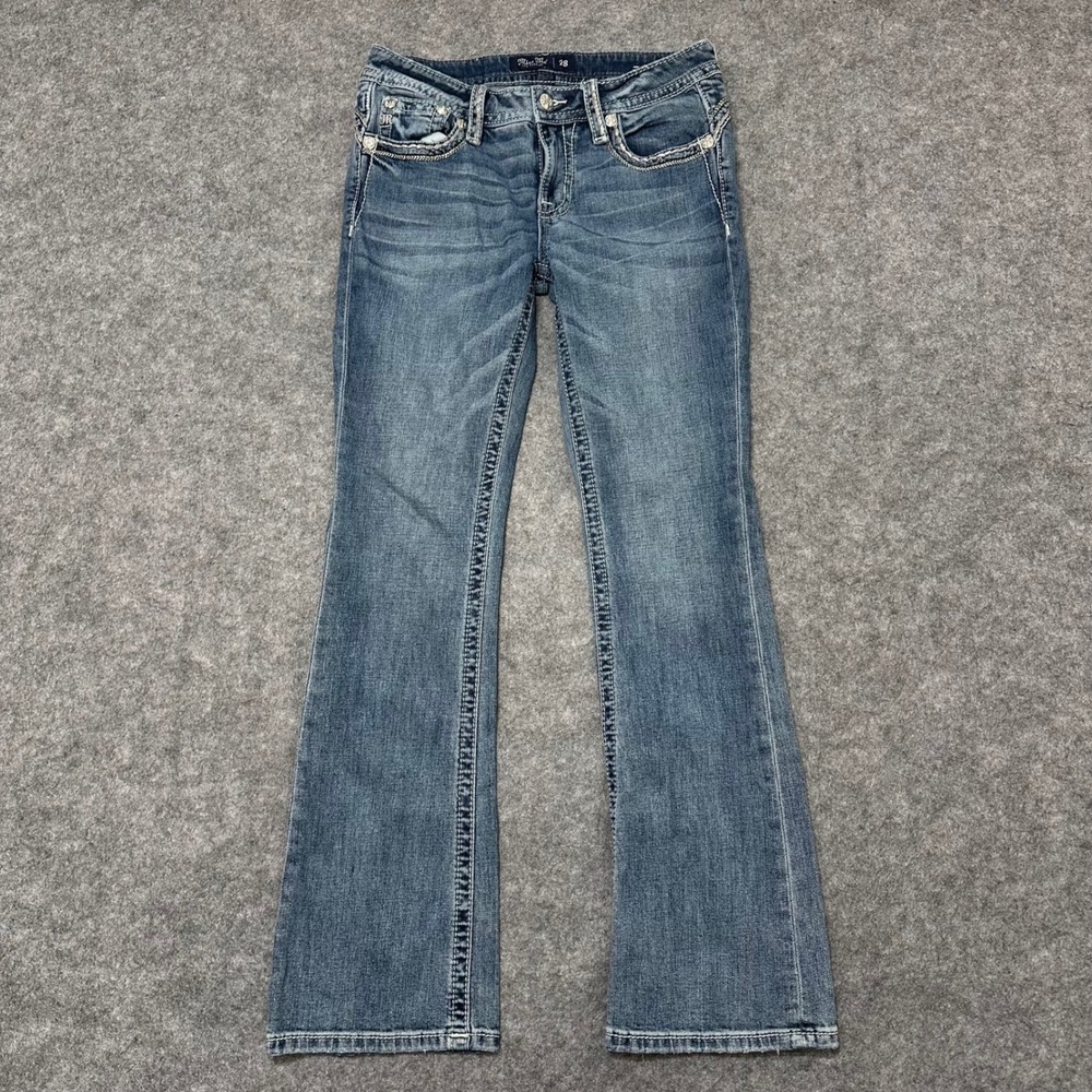 Miss Me Bootcut Jeans Womens 28 Blue Denim Mid Rise Embellished M5014B424V